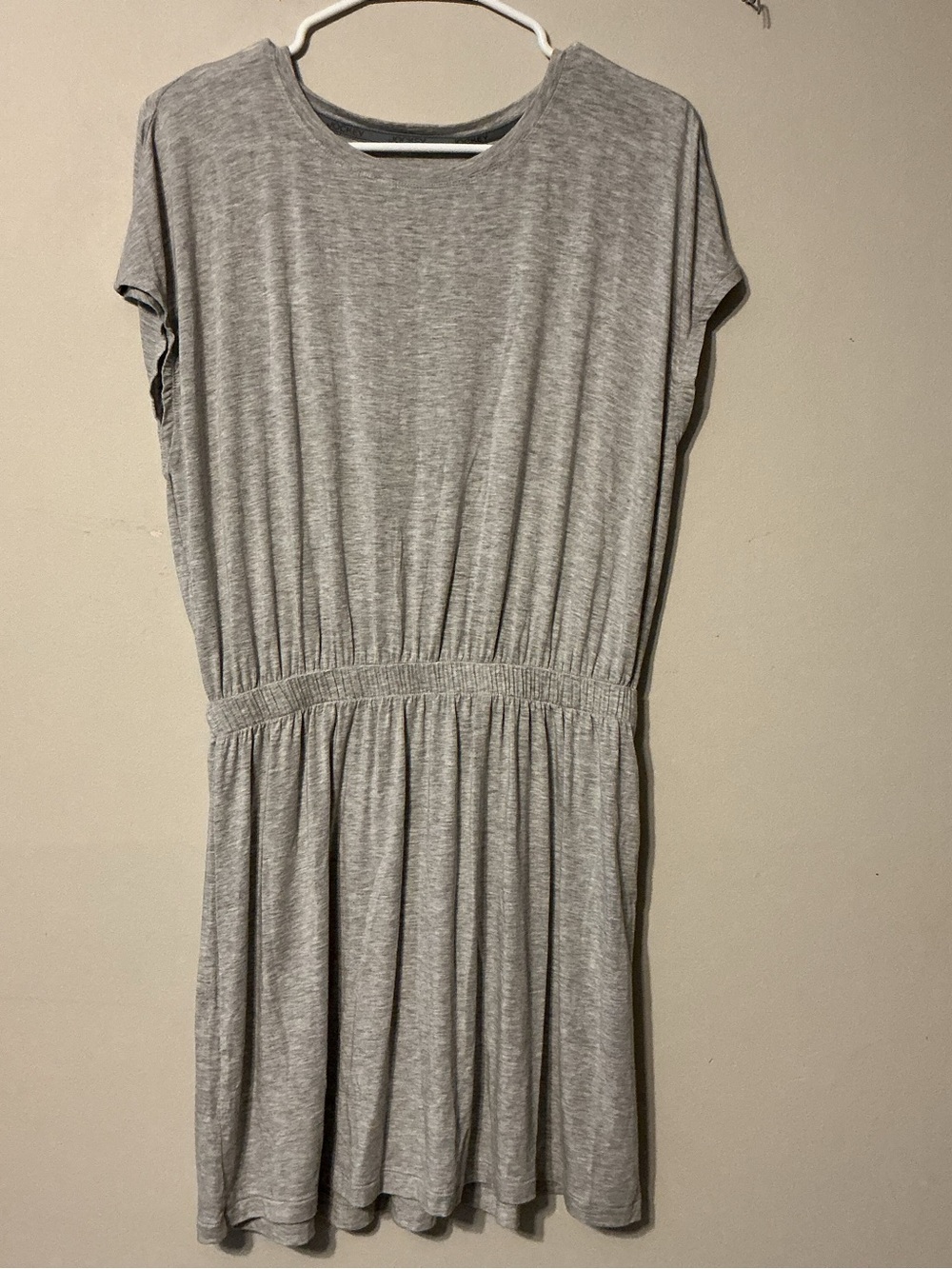 Jockey Light Gray Short Sleeve Elastic Waist Mini Dress